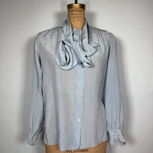 Rare Vintage 1970s Yves Saint Laurent Bow Scarf Blouse